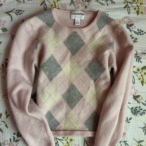 Argyle Pattern Pink Sweater Cashmere